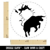 Rodeo Bull Bucking Throwing Cowboy Self -Unding Cumber Stamp Stamper - суха подложка - Mini