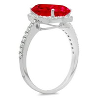 2. CT Brilliant Oval Cut Clear Simulated Diamond 18K White Gold Halo Solitaire с акценти пръстен SZ 7.5