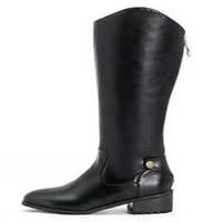 Zodanni Womens Comfort Chishing Boots Office Fashion Chunky Winter Knee High Shoes Небрежно без приплъзване на пръст Tigh Boot Black 9