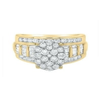 10kt жълто злато кръгло диамантен овален булчински сватбен годежен пръстен 1- cttw