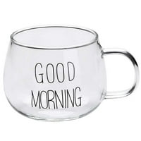Кръгла закуска Писмо печат прозрачна ясна чаша чаша с дръжка добро утро мляко кафе стъкло черни букви