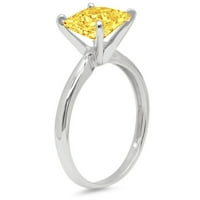 CT Brilliant Princess Cut Clear симулиран диамант 18K бял златен пасианс пръстен SZ 7.25