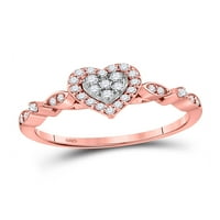 Бижута 14kt розово злато дамски кръг диамантен сърдечен клъстер пръстен cttw размер 7.5