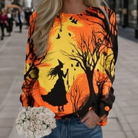 Gotyou women'plus hoodies хало-между печат пуловери с дълъг ръкав ризи туника за гамаши оранжеви xxxl