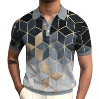 Голф ризи за мъже Мъжки модна риза Небрежно късо ръкав голф риза Цвят Блок памучен скелет Мъжки ризи