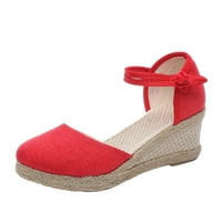 Модни женски ежедневни обувки дишащи плъзгащи се на открито клинове за развлекателни клинове сандали червено 8.5