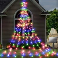 Коледни струни светлини на открито, LED звездни светлини с таймер [режим Водоустойчиви] приказни светлини, Топърни светлини за Xmas Нова година двор на двора - многоцветни