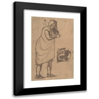 Eugène Delacroi Black Modern Musemer Framed Museum Art Print, озаглавен - брадат мъж, стоящ и класическа глава