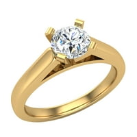 Диамантен годежен пръстен за жени кръгъл пасианс 4-Prong 14k злато 0. Карат