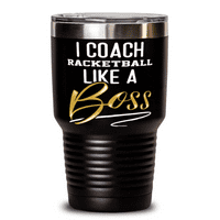Треньор Ракетбол като шеф - 30oz черна халба за подарък за треньори за треньори
