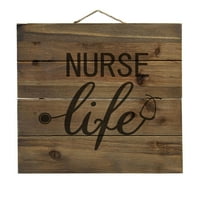Живот на медицинска сестра стетоскоп Черен - Декоративен истински дървен стенен изкуство - Фау Палет вид