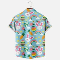 Великденски бутон за възрастни деца с къс ръкав Хавайска риза, редовно прилепване на летни дрехи Редовни и големи размери