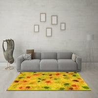 Ahgly Company Indoor Square Abstract Yellow Contemporary Area Rugs, 4 'квадрат
