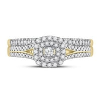 10k жълто злато кръгло диамантен булчински сватбен пръстен комплект cttw