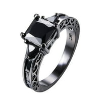 До 65% отстъпка от AMLBB пръстени за жени Разкошен черен меден сплав пръстен, инкрустиран с квадратни циркони в различни цветове жени звъни най -добри подаръци