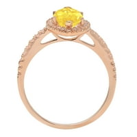 2. CT Brilliant Marquise Cut симулиран жълт диамант 14K розово злато халианс с акценти пръстен SZ 5.25