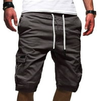 Мъжки ежедневни кюлчета за къси памучни шорти за памук Класически товар за товари с джобове, мъжки къси панталони летни плажни къси панталони с еластична талия