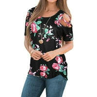 Дамски върхове дамски модни ежедневни цветя отпечатани шорти на торове блуза тениски