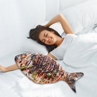 Възглавници Percale сатен или коприна възглавница Изкуствена реалистична риба храна Модел на скара на морето бас възглавница Изкупен декоративни възглавници за хол на възглавница