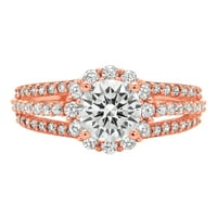 1. CT Brilliant Round Cut Clear Simulated Diamond 18K Rose Gold Halo Solitaire с акценти пръстен SZ 4