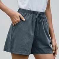 Гилигилисо женски разхлабени панталони с широки крака с висока талия прави панталони ежедневни памучни спални шорти
