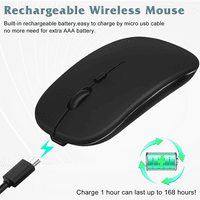 Акумулаторна Bluetooth клавиатура и мишка комбо ултра тънка клавиатура в пълен размер и ергономична мишка за Vivo и всички Bluetooth Mac таблет IPAD PC лаптоп -pine зелено с черна мишка