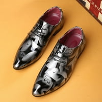 Giligiliso Men'scoed Toe Bright Lace Up Кожени сватбени обувки Бизнес обувки Солидна мъжка есен в продажба