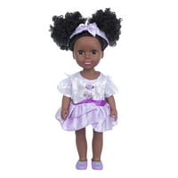 Черна кукла 14 ”Африканска бебешка кукла с къдрави рокли за коса Комплекти момичета