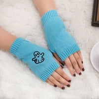 Половин пръстови ръкавици за жени Зимни топли разтегателни плетани ръкавици кашмир усещат удължаване на китките, които пишет ръкавици