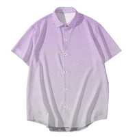 Midsumdr мъжки тениска модни ежедневни копчета Градиент за печат на градиент се отказват от риза с къс ръкав