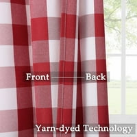 Lunsy Panels Buffalo Checker Plaid Polyester завеси Светлинни филтриращи прозорци завеси Пръчка Pocket завеси, розово червено, 42 x63 x2