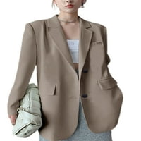 Bomotoo Women Business Jackets Lapel Blazers Solid Color Cardigan яке Елегантно блейзър официален каки l