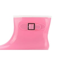 Daeful дами дъждовни ботуши Slip устойчиви градински обувки Средния телешки водоустойчив багажник Comfort Лека работна обувка Обувка Дамски дърпайте на дъгата розово 7