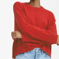 Зимни спестявания пуловери за жени клирънс дамски солиден пуловер с дълъг ръкав хлабав пуловер