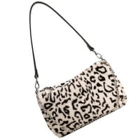 Плюшена леопардова печат раменна чанта плюшена чанта за тяло за жени