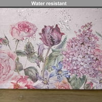 Комплект от Mauve Place Mats от 4, винтидж акварелен букет от цветни пролетни градински цветя романтична аранжировка, миещи се тъкани за маса за трапезария, стандартен размер, многоцветни