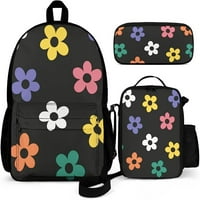 Цветни цветни раници комплект за деца обратно в училищна торбичка с обяд BO и молив за трайно леки пътувания за тийнейджъри ученици Момчета момичета
