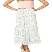 Eyicmarn Women's Fashionable Long Skirt Elastic Band Flower Dot Print Плисирана ежедневна пола A-Line с джоб