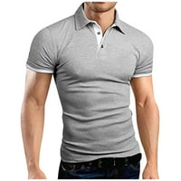 Мъжки голф риза ежедневни спортове v оребрена яка с късо ръкав мода за небрежен солиден цвят обикновена пролет и лято редовно годно сиво 2xl
