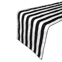 Памучен печат на масата с маси за бегачи с широки ивици черно и бяло