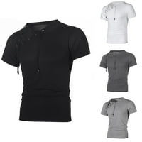 Мъжки риза с къс ръкав обикновена тениска лятна ежедневна модна фитнес спортна топ блуза