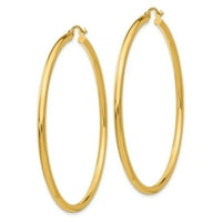 14K Жълто златна тръба Обеци за обръчи уши Обеди, които са кръгли класически фини бижута за жени подаръци за нея