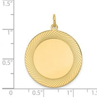Солиден дизайн на офорт от 14k жълто злато. Габарит кръгов гравируем диск чар висулка