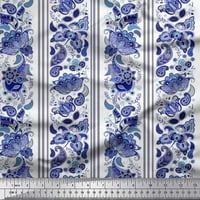 Soimoi Polyester Crepe Fabric Stripe, Floral & Paisley Print Fabric край двора