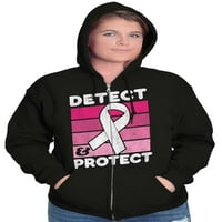 Открийте защитата на рак на гърдата, осъзната с цип качулка суичър жени Бриско марки m