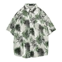 Мъжки хавайски флорални ризи памучен копче надолу тропически ваканционни плажни ризи с джобни плажни улични носени топове
