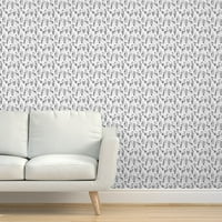 Peel & Stick Wallpaper Swatch - сови черно бяло малки илюстрации птици сова Детска по поръчка Подвижен тапет от Spoonflower