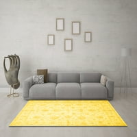 Ahgly Company Indoor Round Ориенталски жълти традиционни килими, 5 'кръг